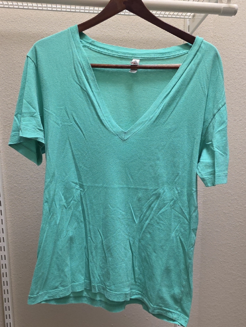 American Apparel Mint V-Neck Short Sleeve Tee